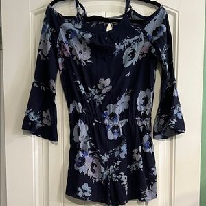 Place Navy and Light Blue Floral Romper